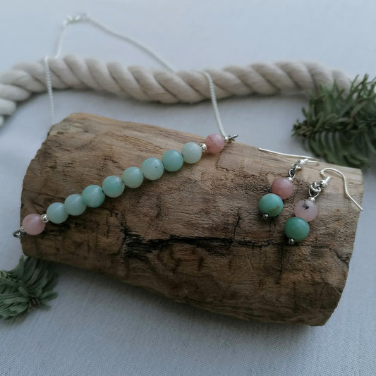 Amazonite x Cherry Blossom Jasper Necklace