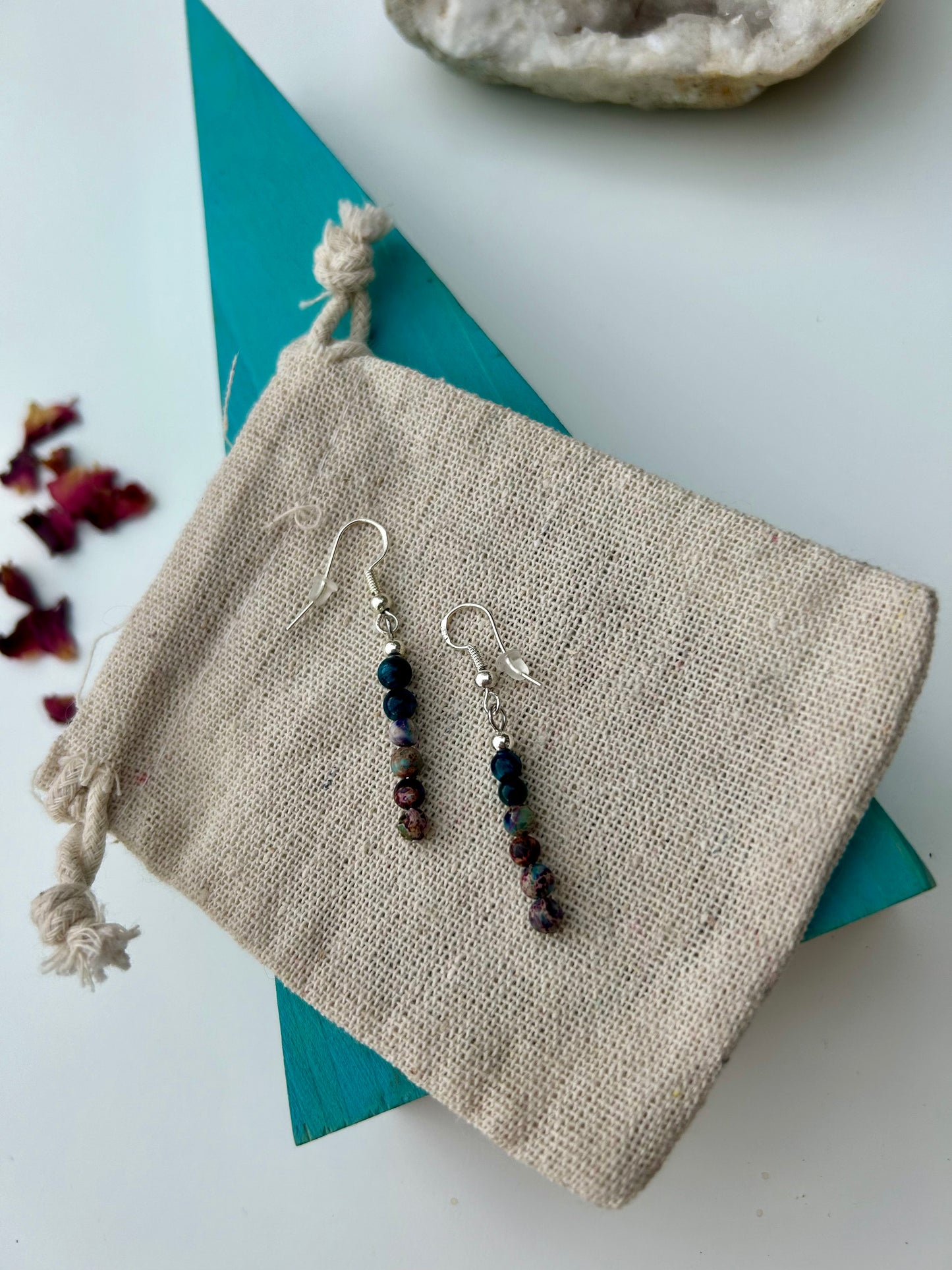 Blue Tiger’s Eye & Imperial Jasper Drop Earrings