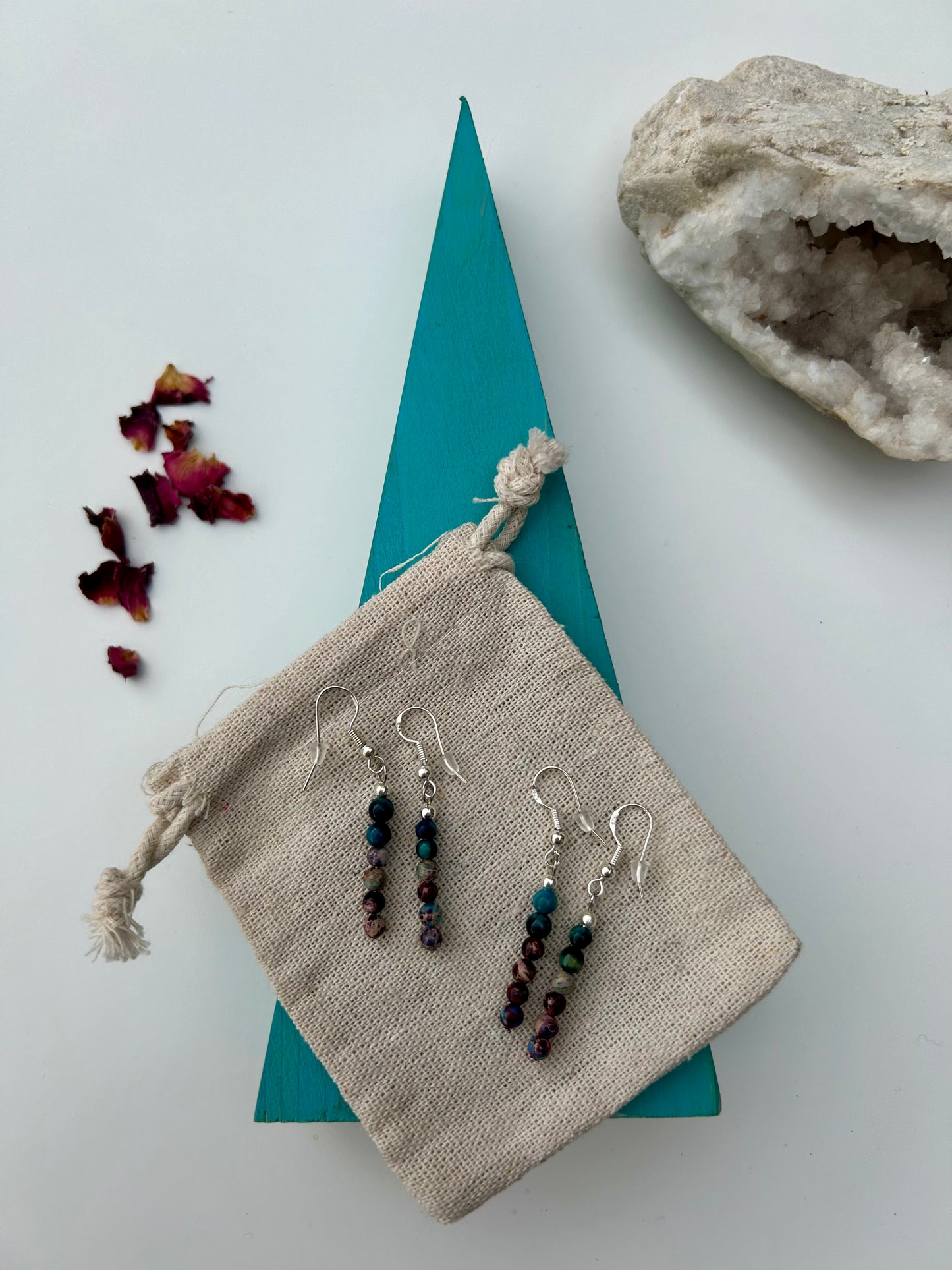 Blue Tiger’s Eye & Imperial Jasper Drop Earrings