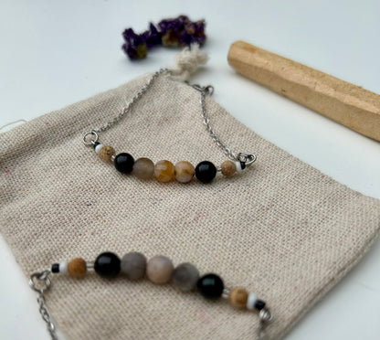 Bamboo Leaf Agate x Picture Jasper x Tourmaline Bracelet