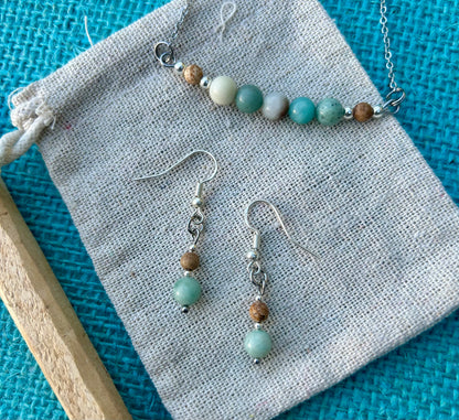 Picture Jasper x Amazonite Earrings