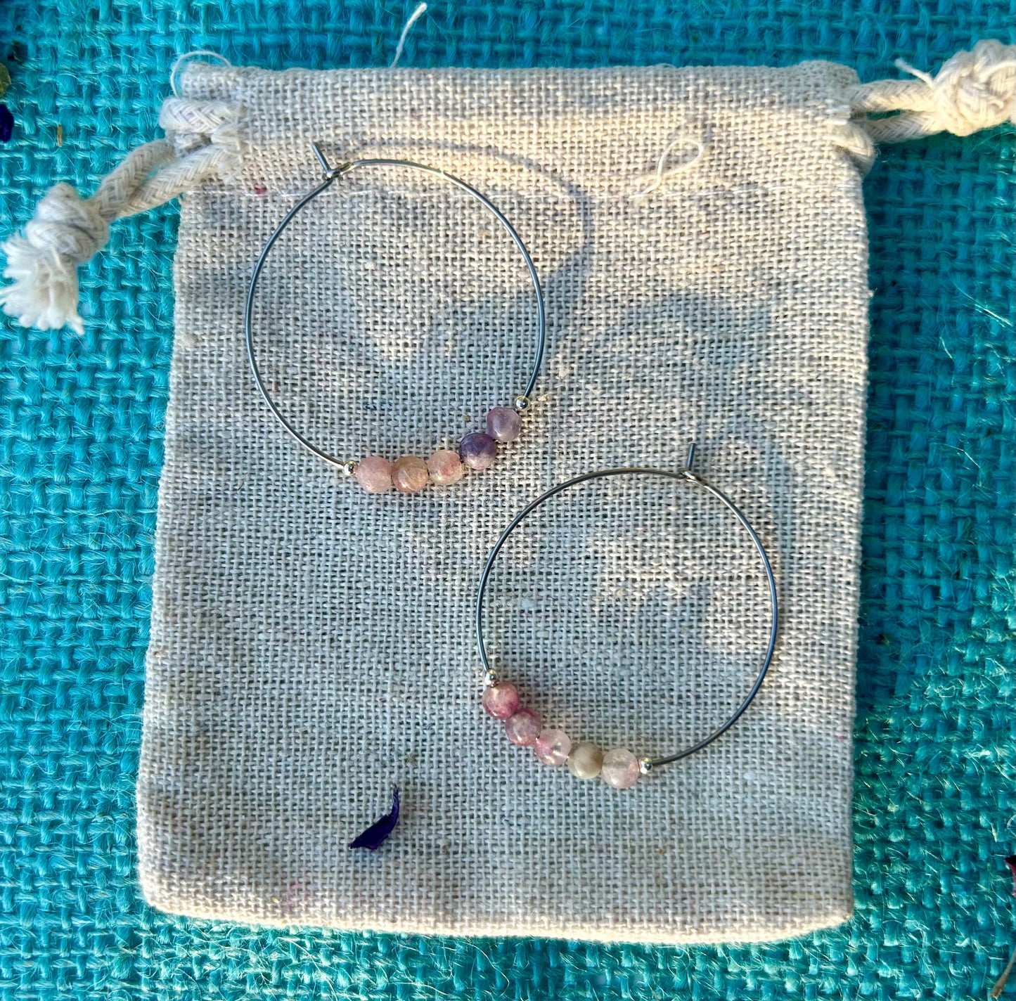 Pink Tourmaline Hoop Earrings