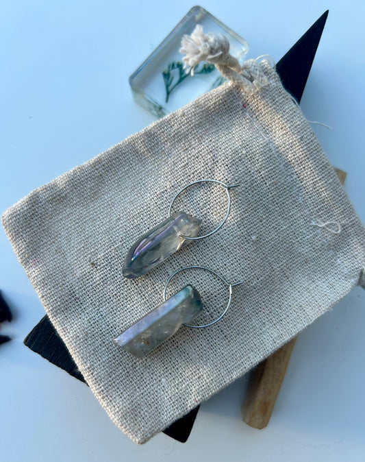 Rainbow Aura Quartz Hoop Earrings