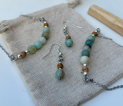 Picture Jasper x Amazonite Earrings