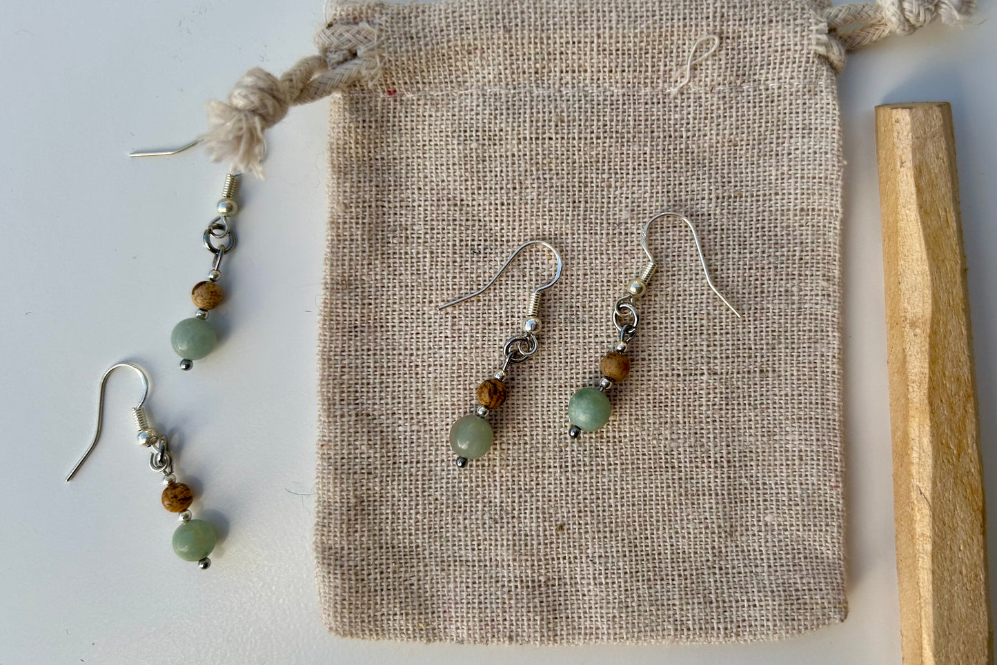 Picture Jasper x Amazonite Earrings