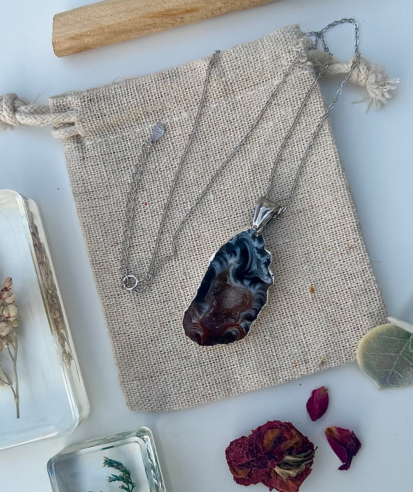 Amber Moon Agate Necklace