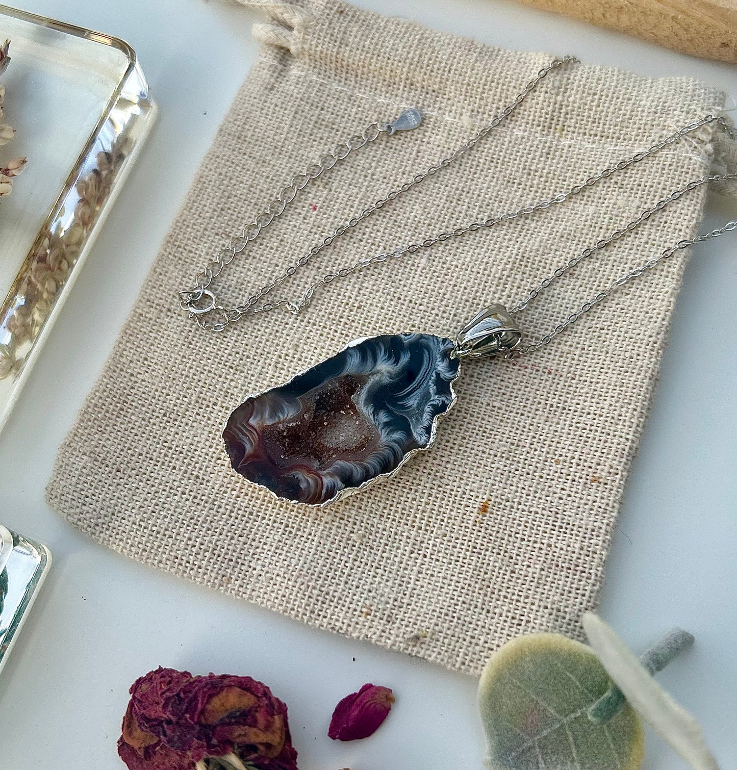 Amber Moon Agate Necklace